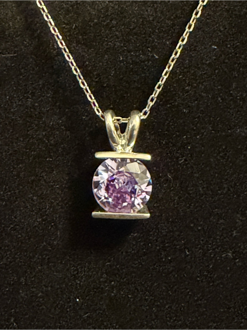Vintage Silver Necklace with Purple Amethyst Pendant